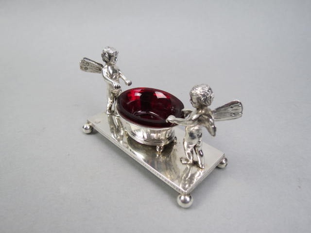 European Silver Figural Salt Cellar with Fairies, (1 of 9)