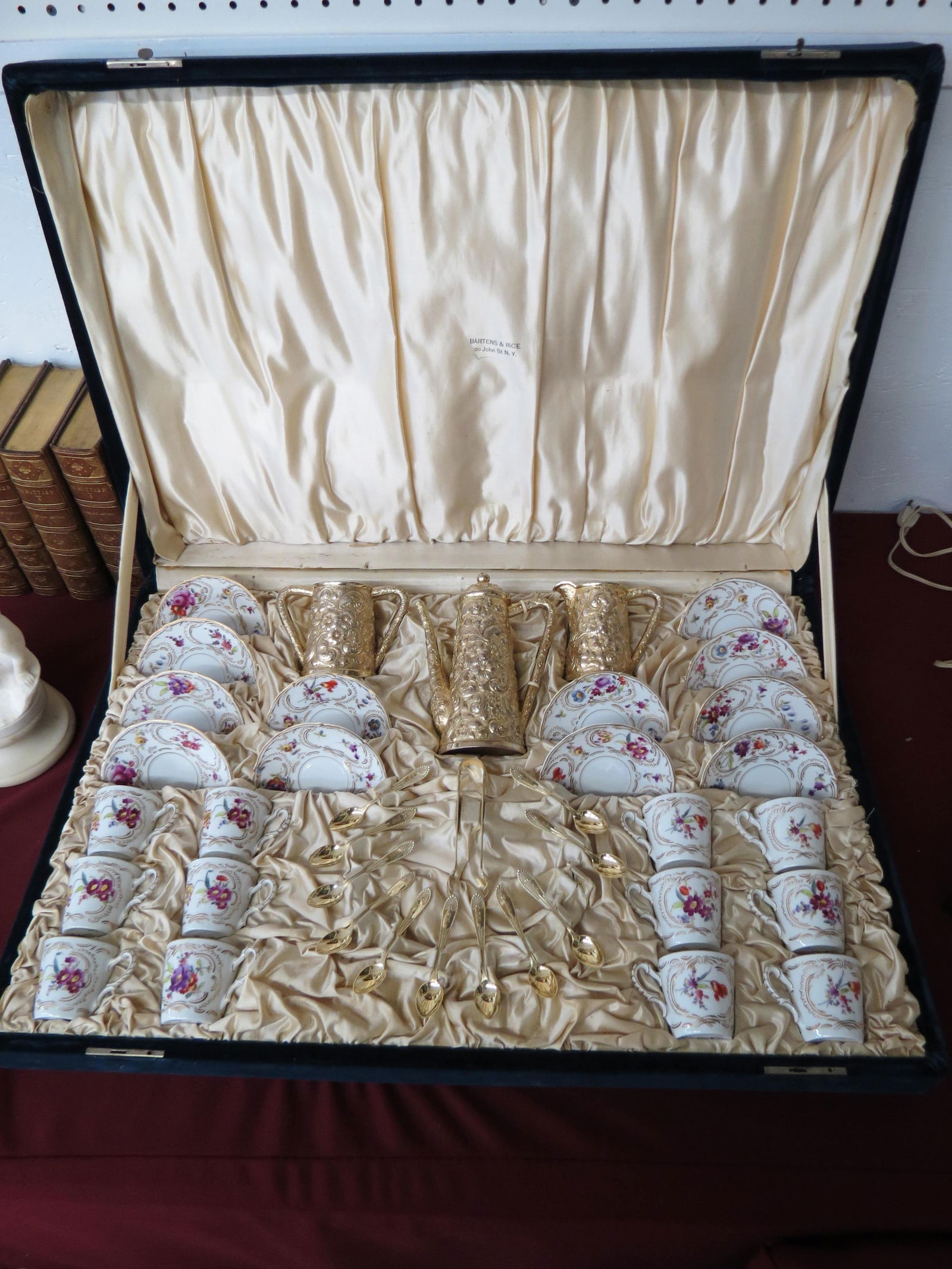 39 pc. Sterling & Porcelain Demitasse Set in Box, (1 of 8)
