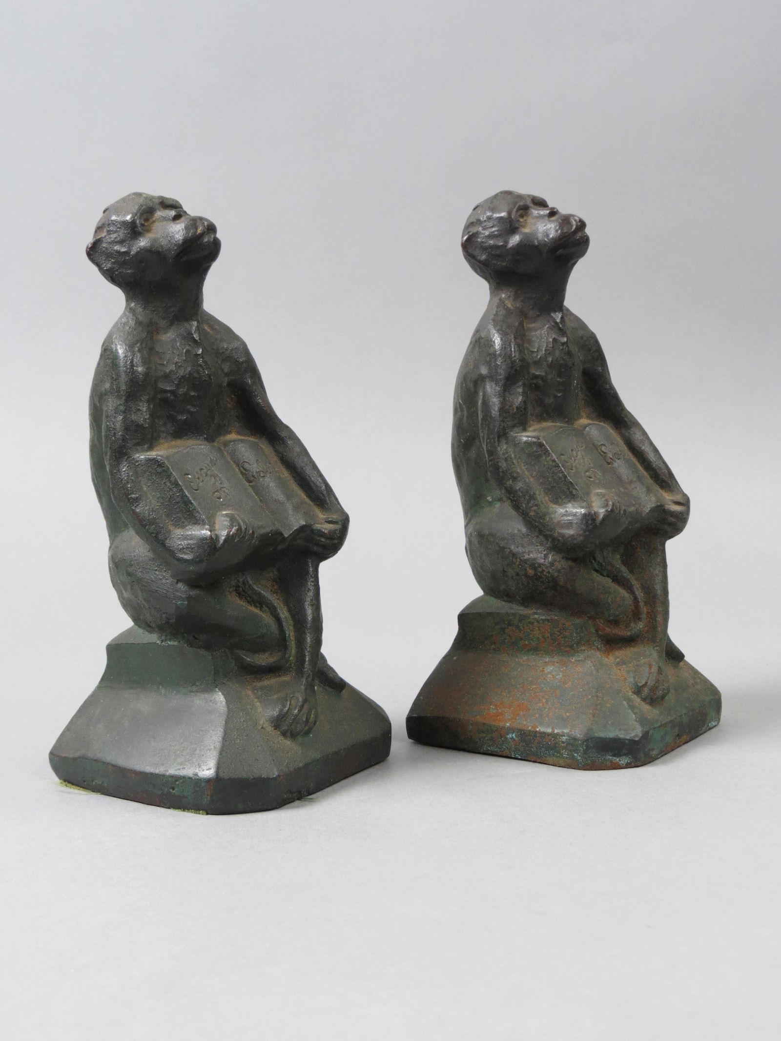 Scarce Bronzed Monkey Bookends "Scope Trial", (1 of 6)