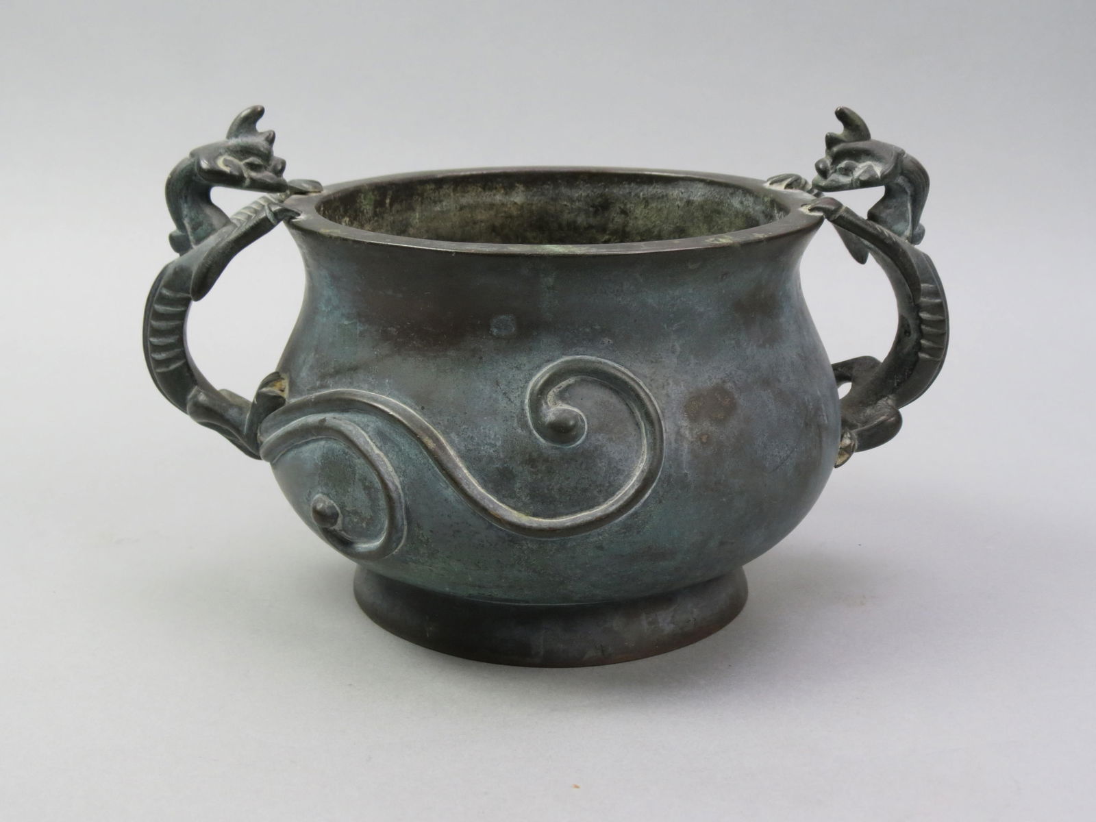 Asian Bronze Vase with Figural Serpent Handles, (1 of 6)
