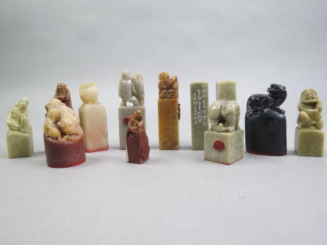 Collection of 12 Chinese Carved Soapstone Seals (1 of 8)