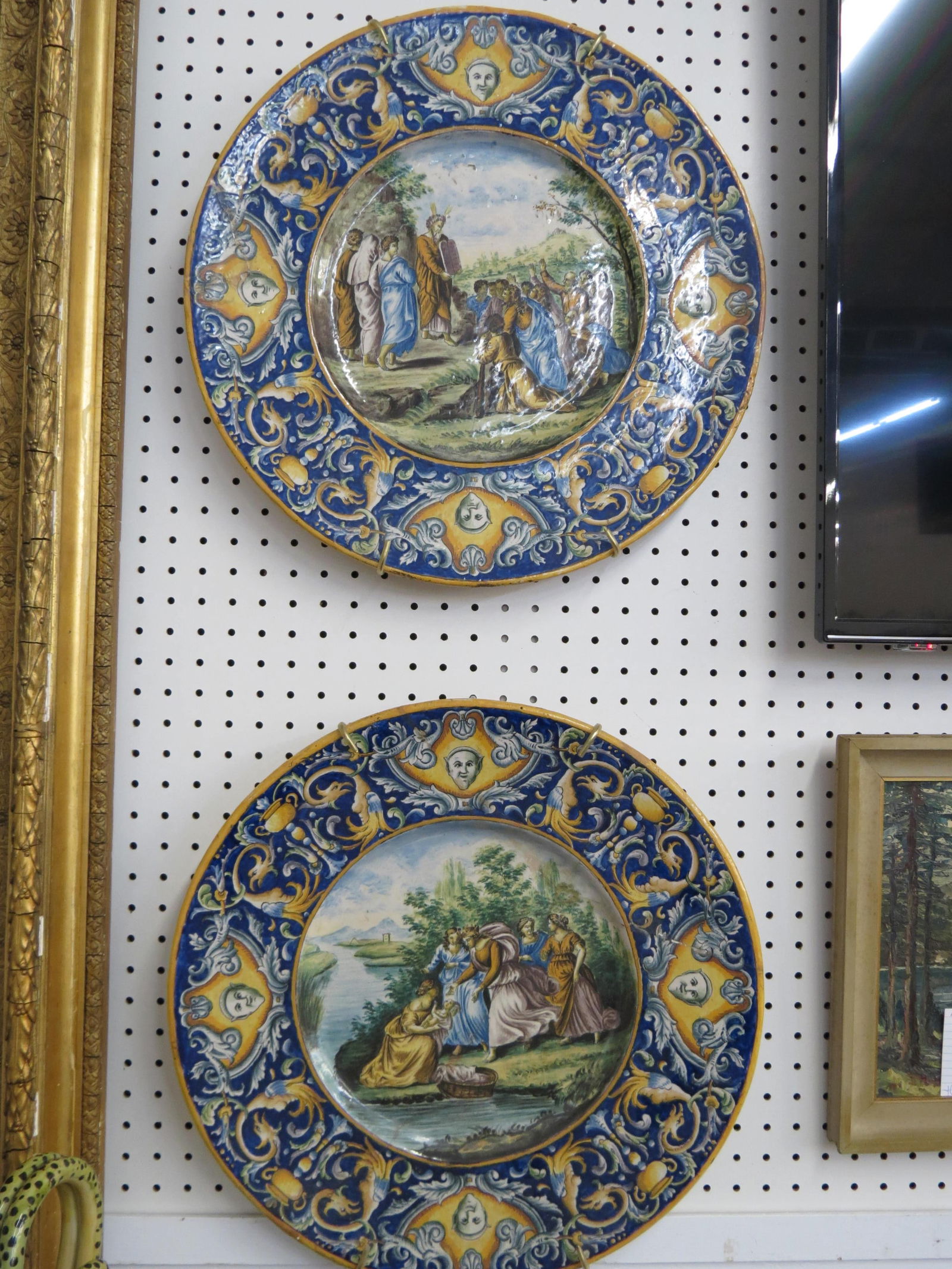 Pair of Early Italian Faience Pottery Chargers, (1 of 10)