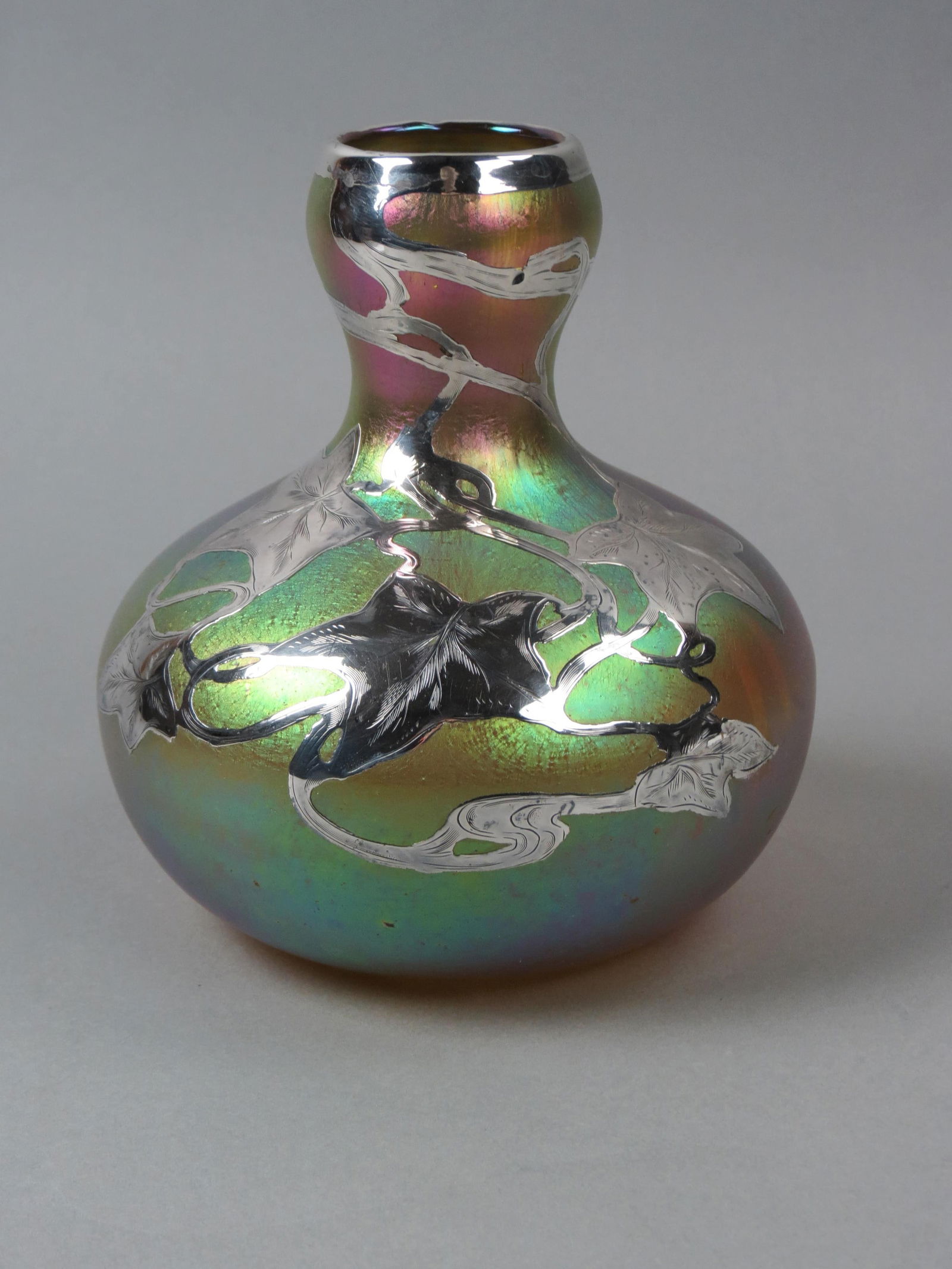 Loetz Art Glass Vase with Silver Overlay, (1 of 6)