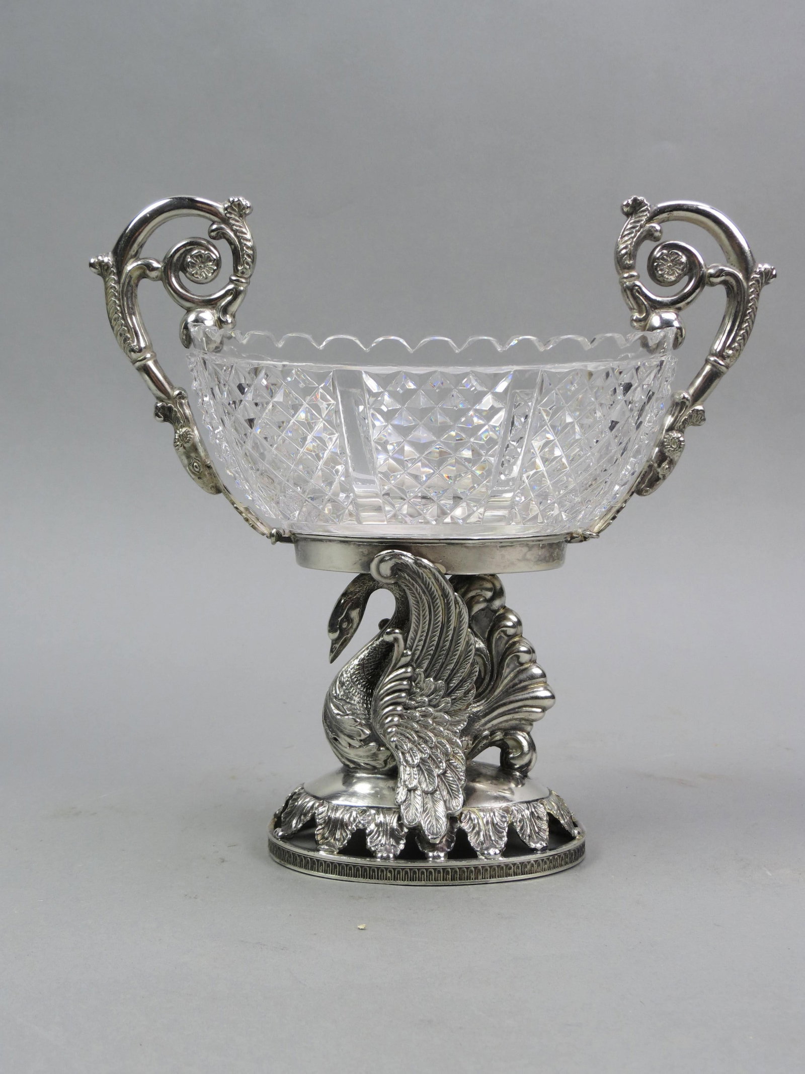 Pairpoint Silverplate & Cut Glass Compote, (1 of 7)