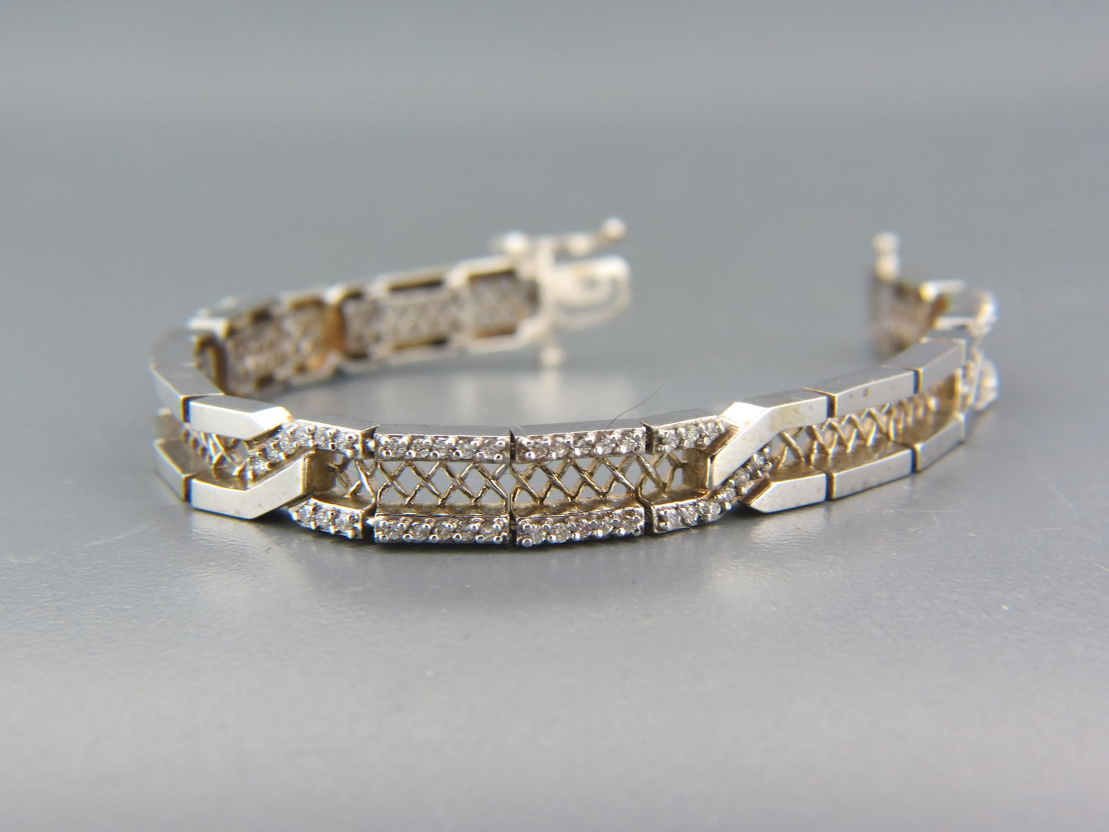 Diamond 14K White Gold Bracelet, (1 of 8)