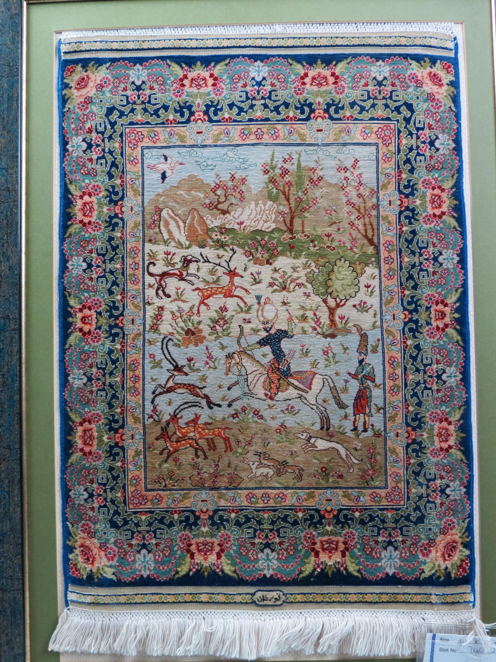 Silk Hereke Turkish Royal Pictorial Rug, framed, (1 of 7)