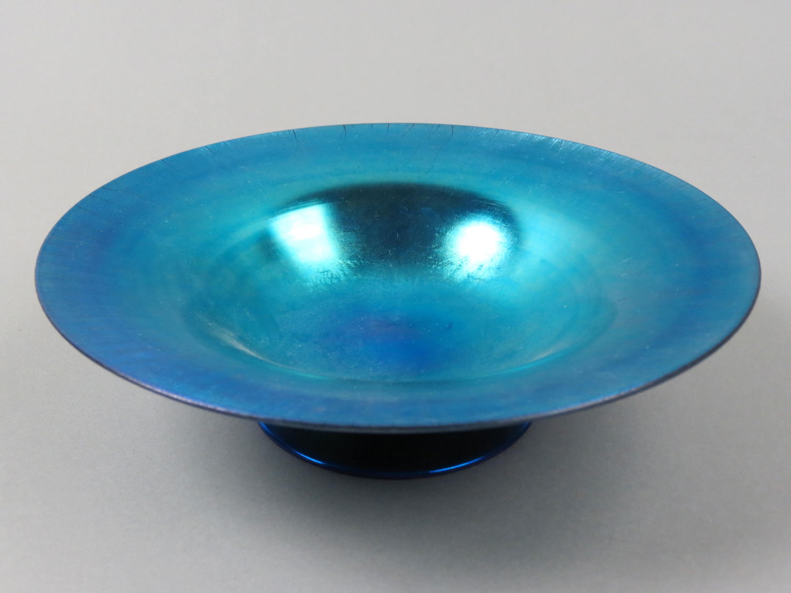 Steuben Art Glass Compote, Blue Aurene, (1 of 5)