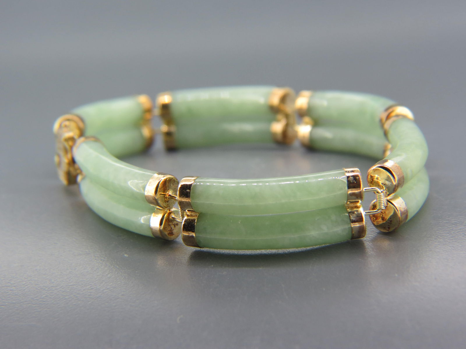 Chinese Jade 14K Gold Bracelet, (1 of 6)