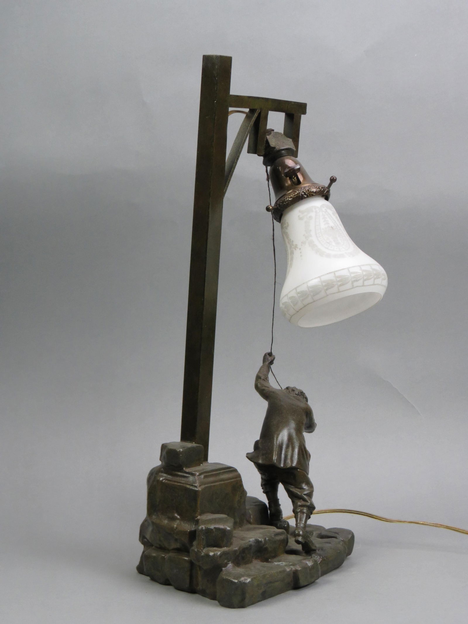 Figural Bronzed Lamp "Bell Ringer", (1 of 5)