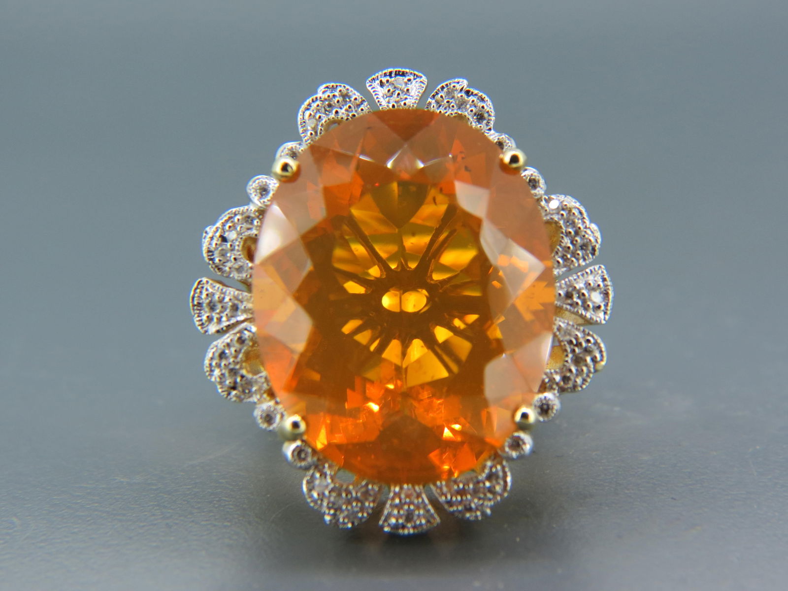 Mexican Fire Opal & Diamond Ring, 28.51 carat gem (1 of 6)
