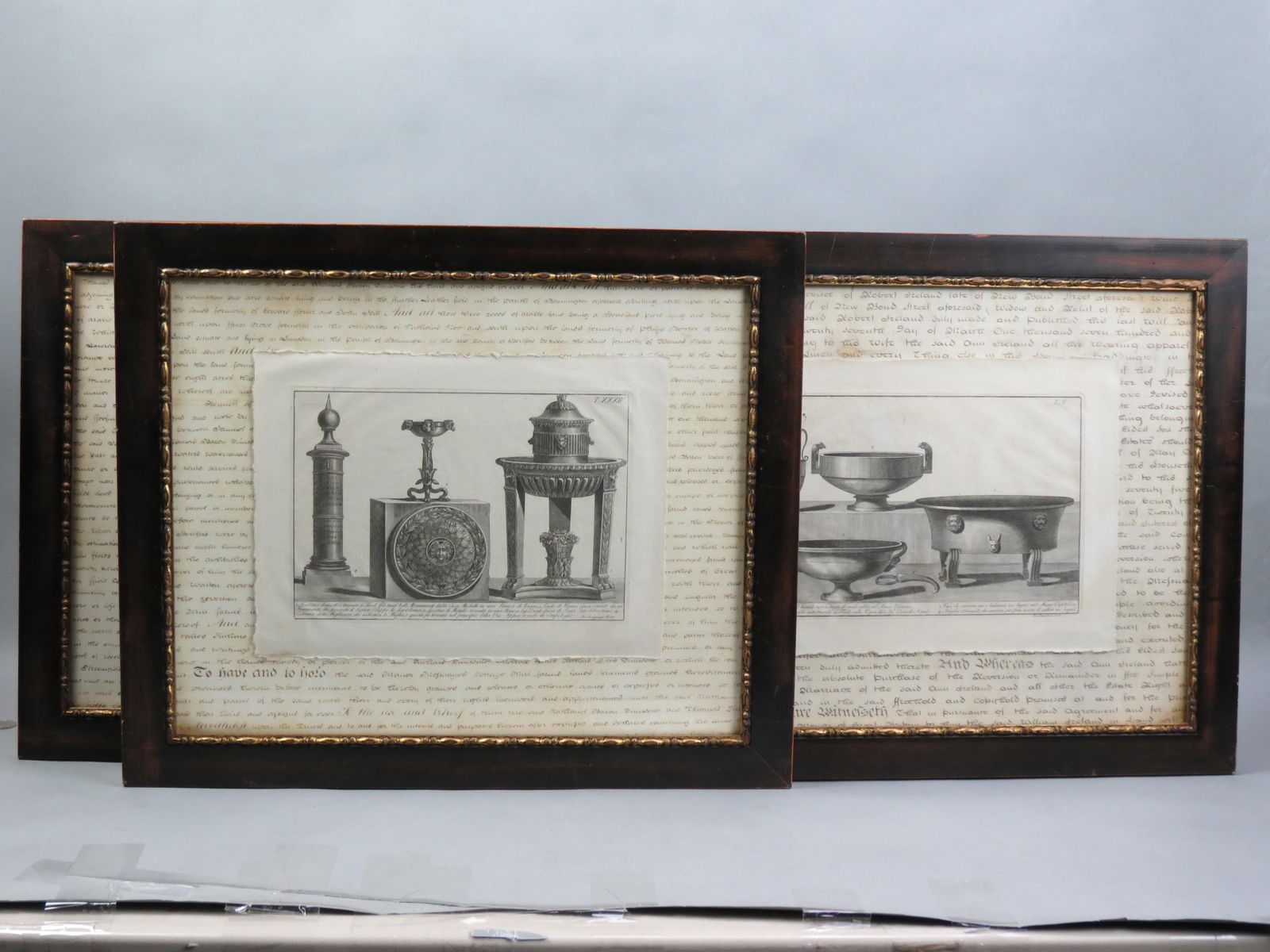 4 Early Engravings of Objects, parchment backing, (1 of 5)