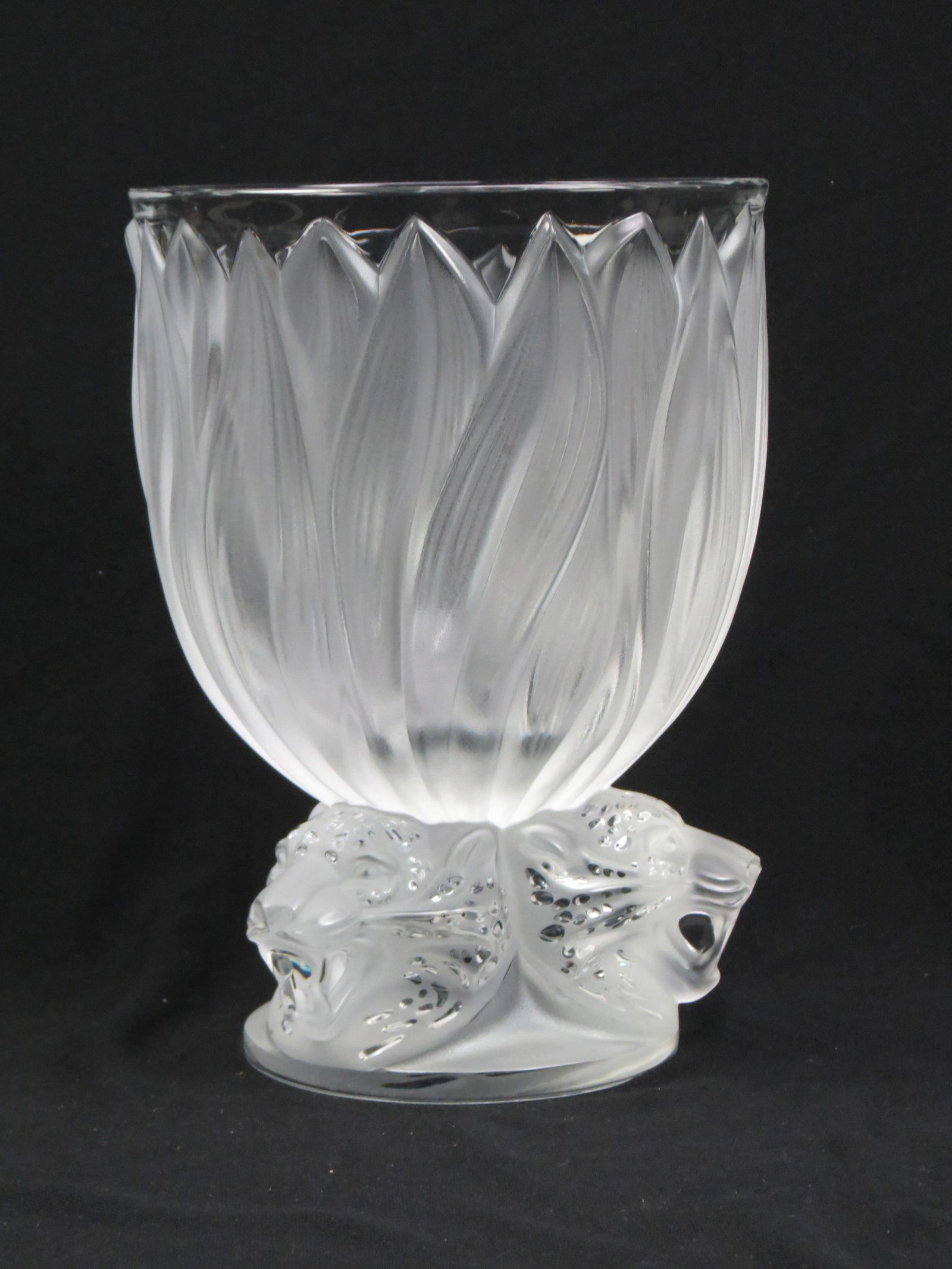 Lalique Crystal Large Vase "Three Jaguars" (1 of 8)