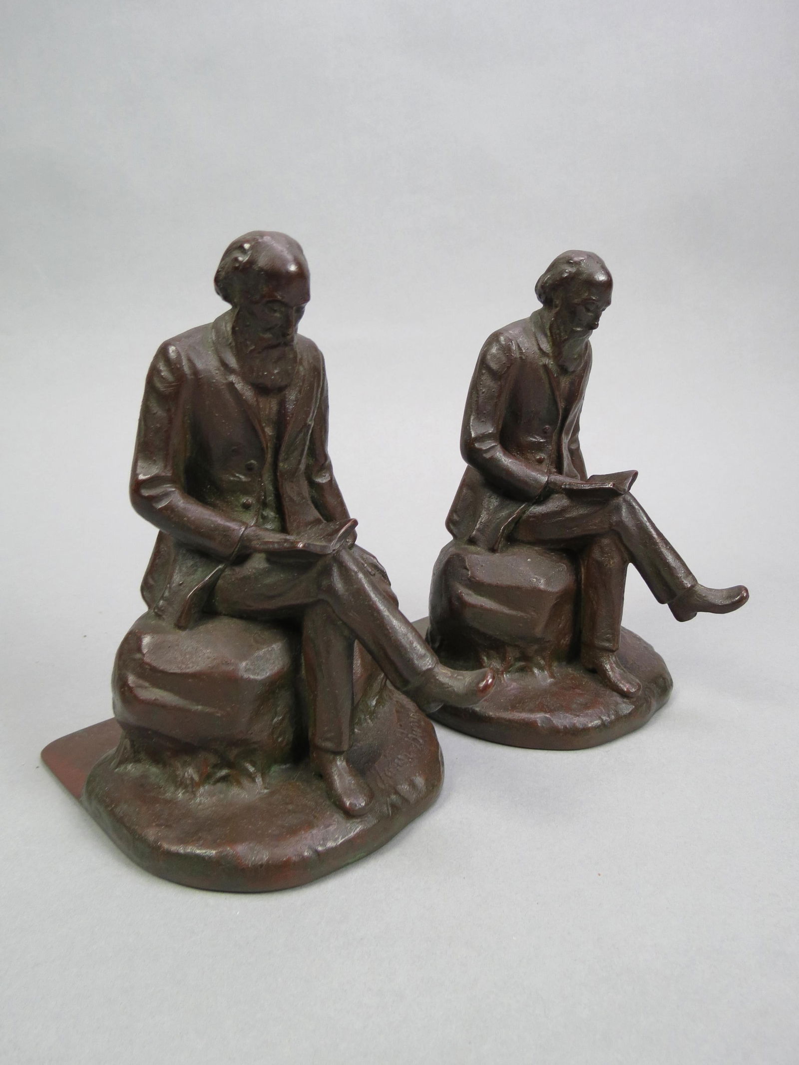 Pair of Handel Bronze Bookends of John Burroughs, (1 of 5)