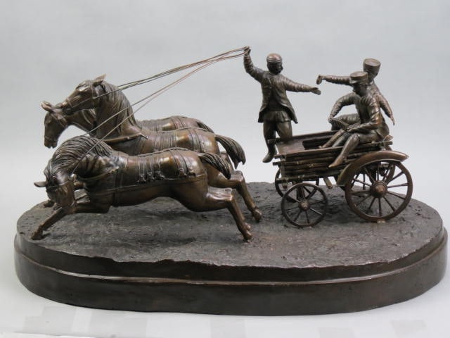 Russian Bronze Large Sculpture, Kazak Men in (1 of 5)
