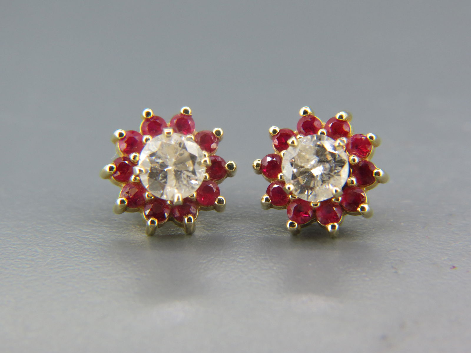 Diamond & Ruby Earrings, 1.50 carat total "studs" (1 of 5)