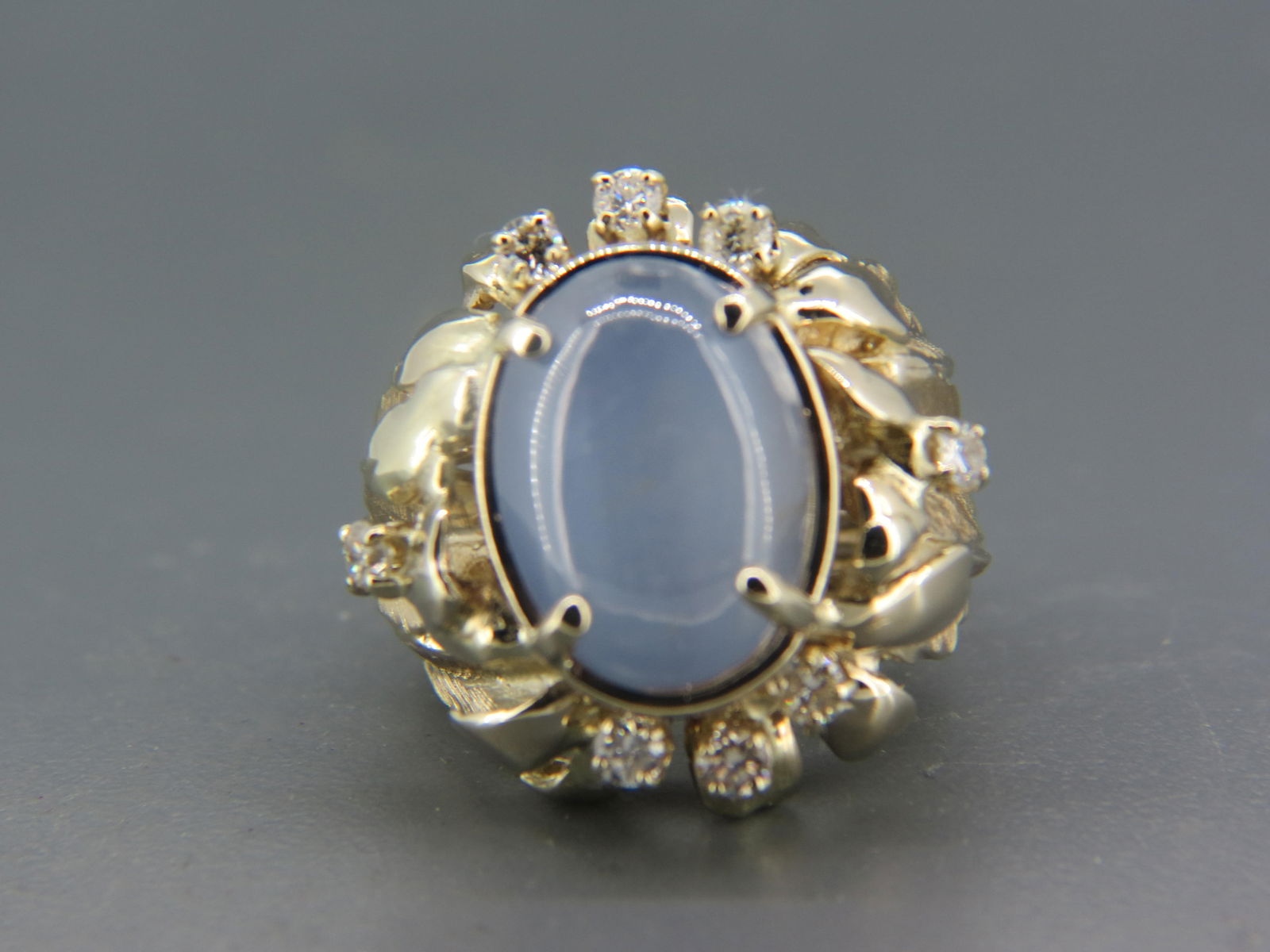 Star Sapphire & Diamond 14K Gold Ring, (1 of 6)