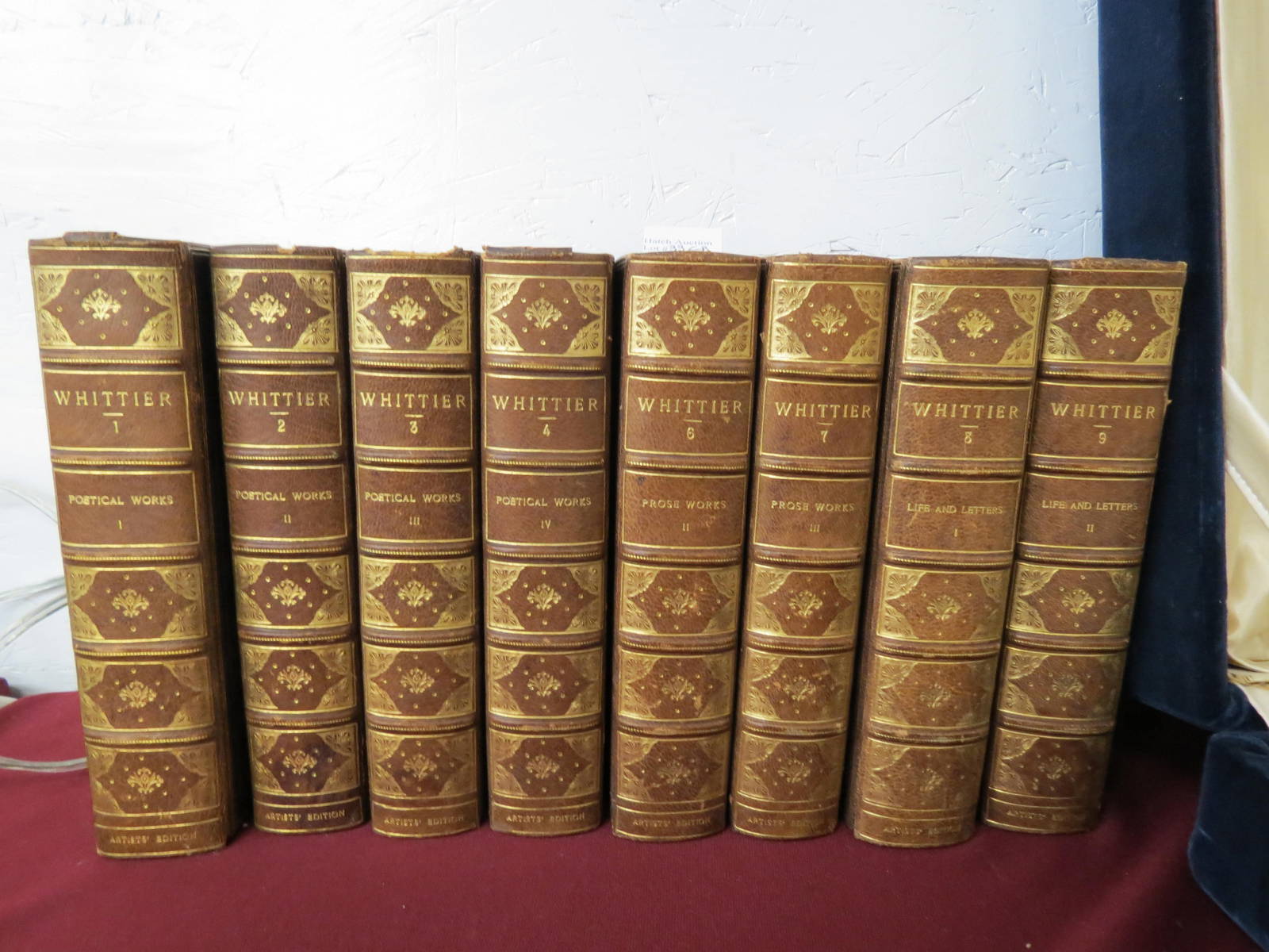 8 Volume Book Set "works Of John G. Whittier", Auction