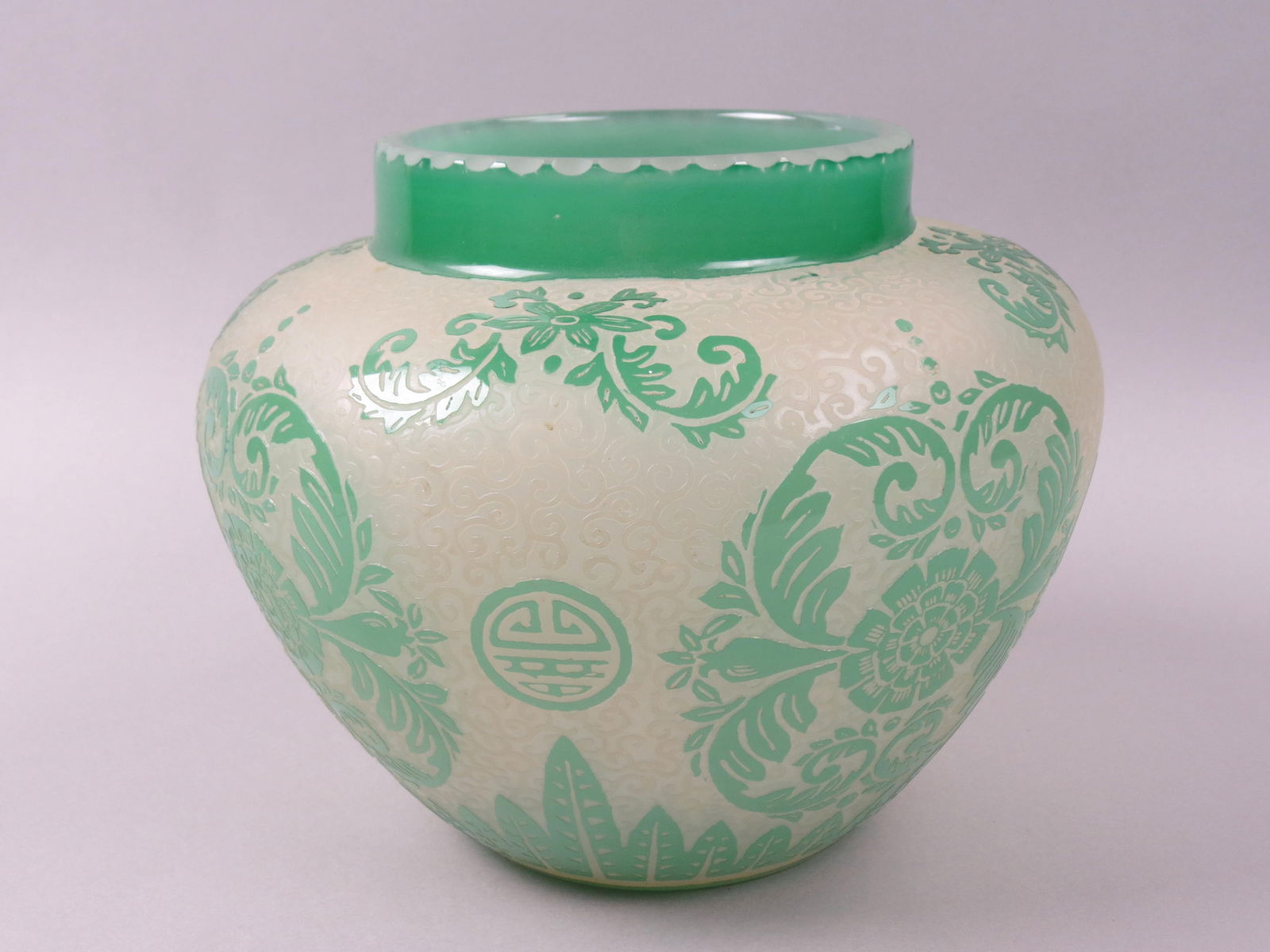Steuben Art Glass Vase, "Chinese",green jade (1 of 7)