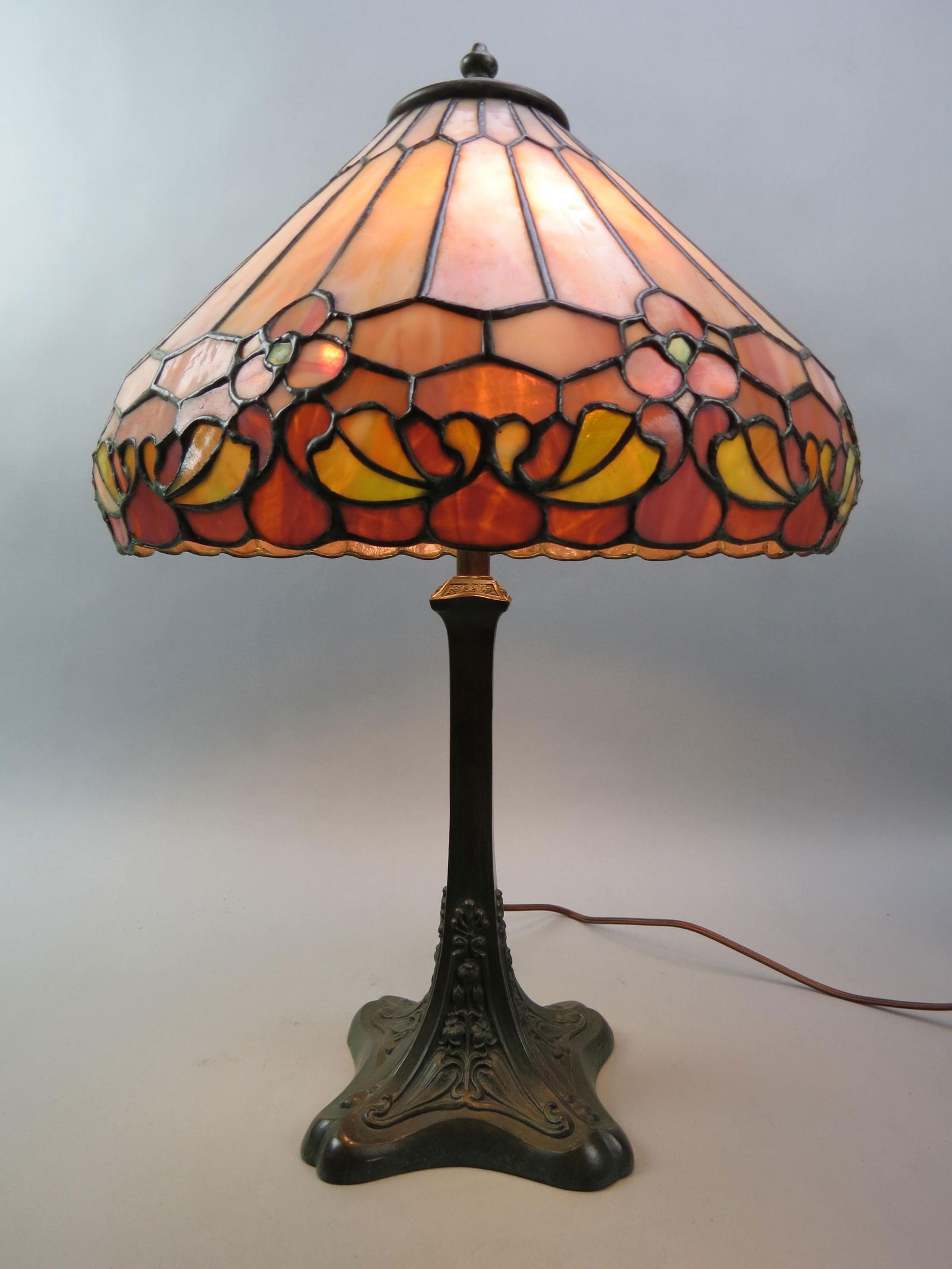 Antique Leaded Glass Lamp, (1 of 12)