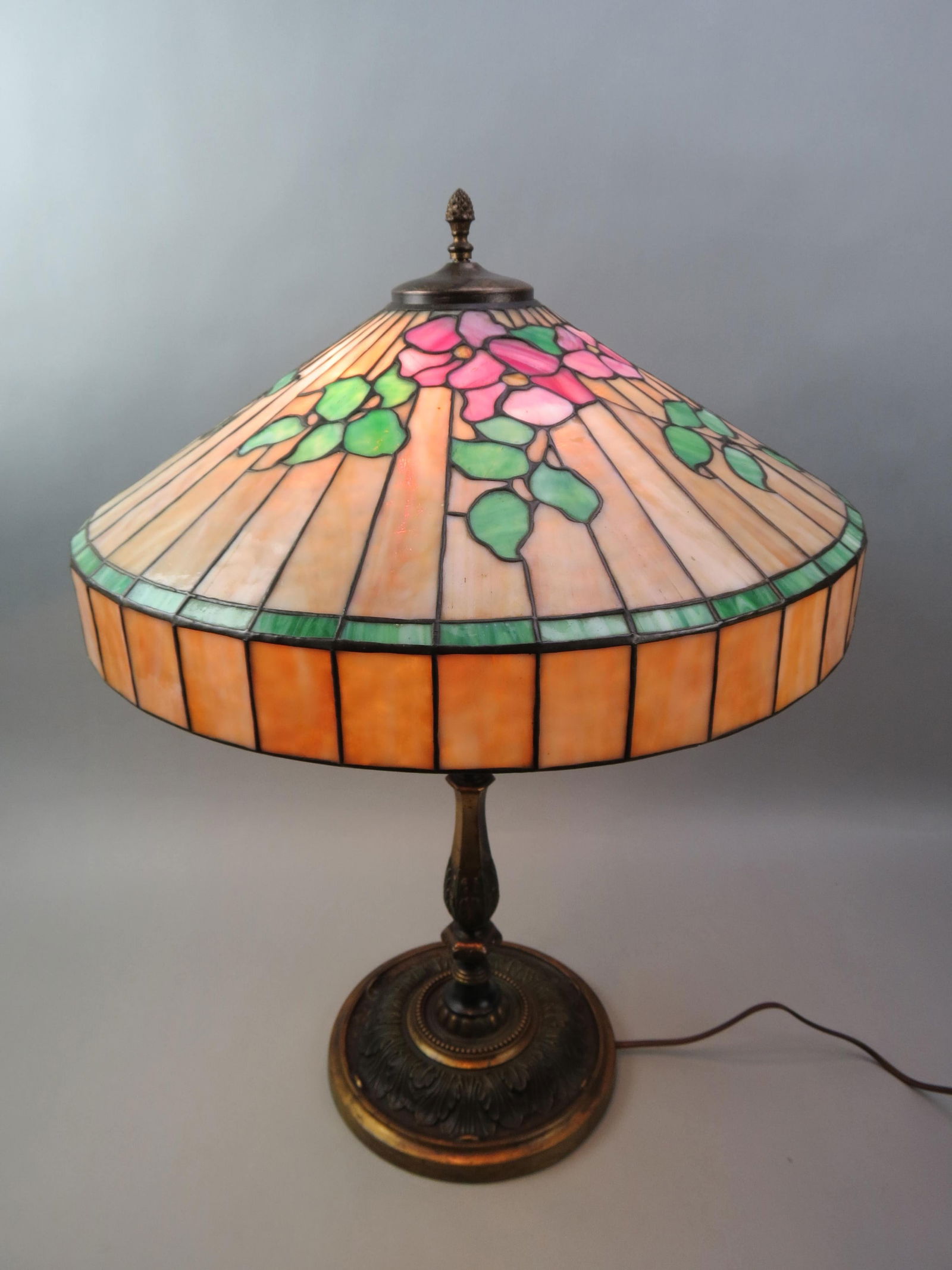 Antique Leaded Glass Lamp, (1 of 11)