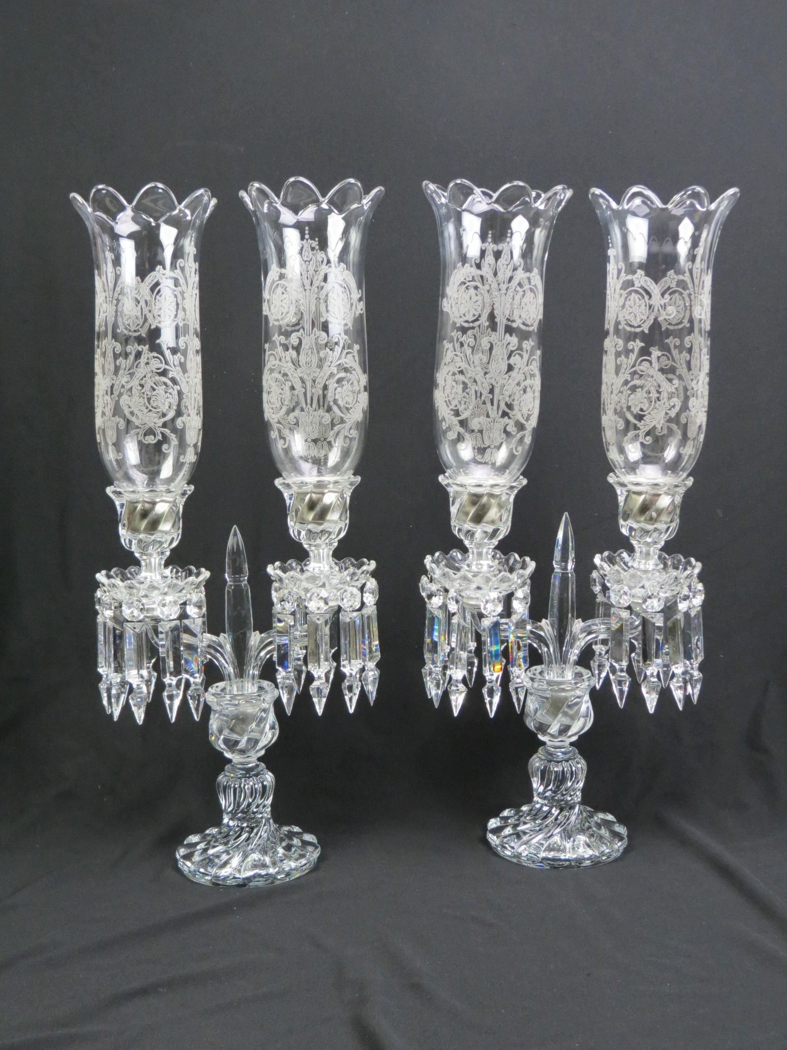 Pair of Baccarat Crystal Candelabra with Globes, (1 of 8)
