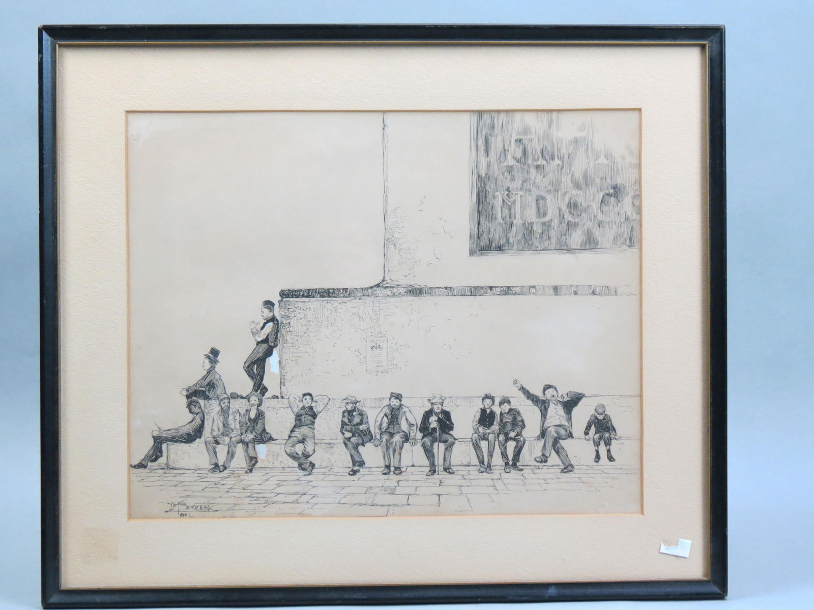 Joe Pennell, pen and ink, City Scene with Seated (1 of 6)