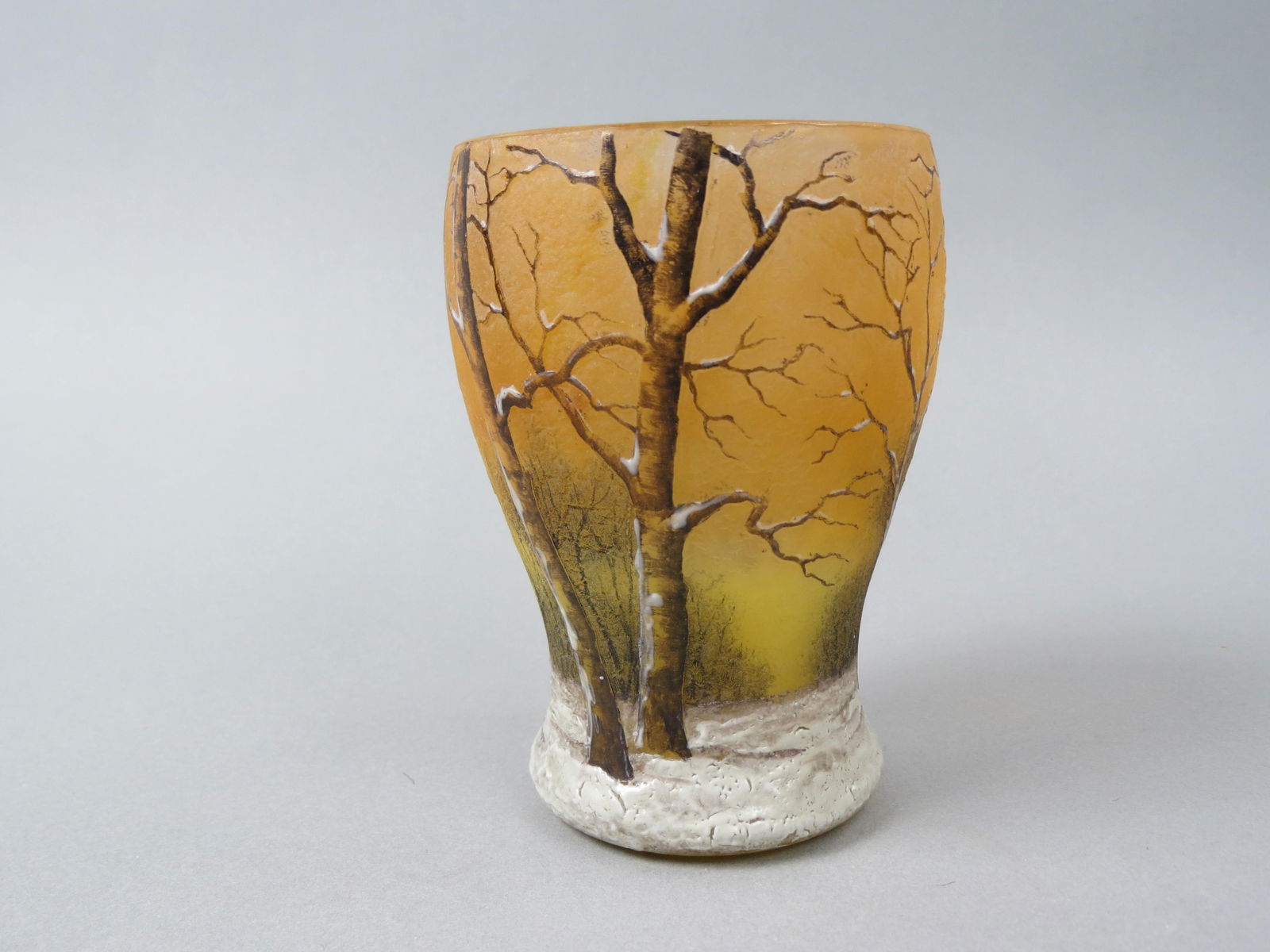 Daum Nancy Art Glass Vase, Winter landscape, (1 of 6)