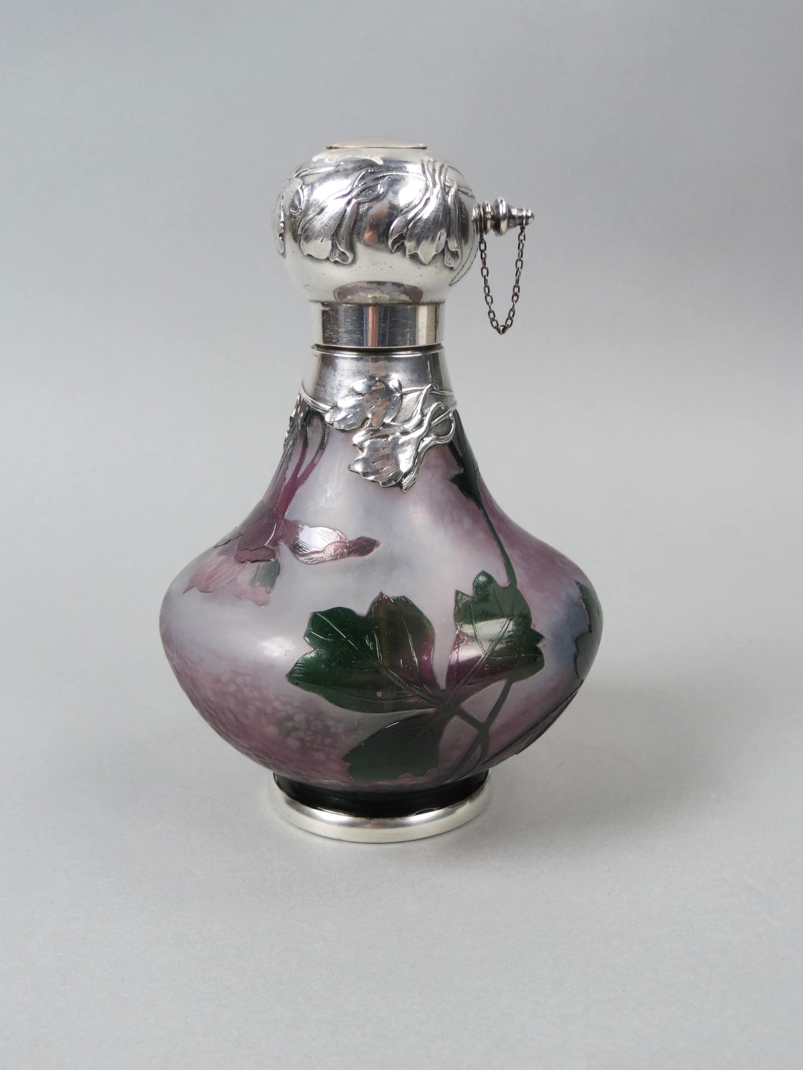Daum Nancy Cameo Art Glass French Silver Atomizer, (1 of 9)