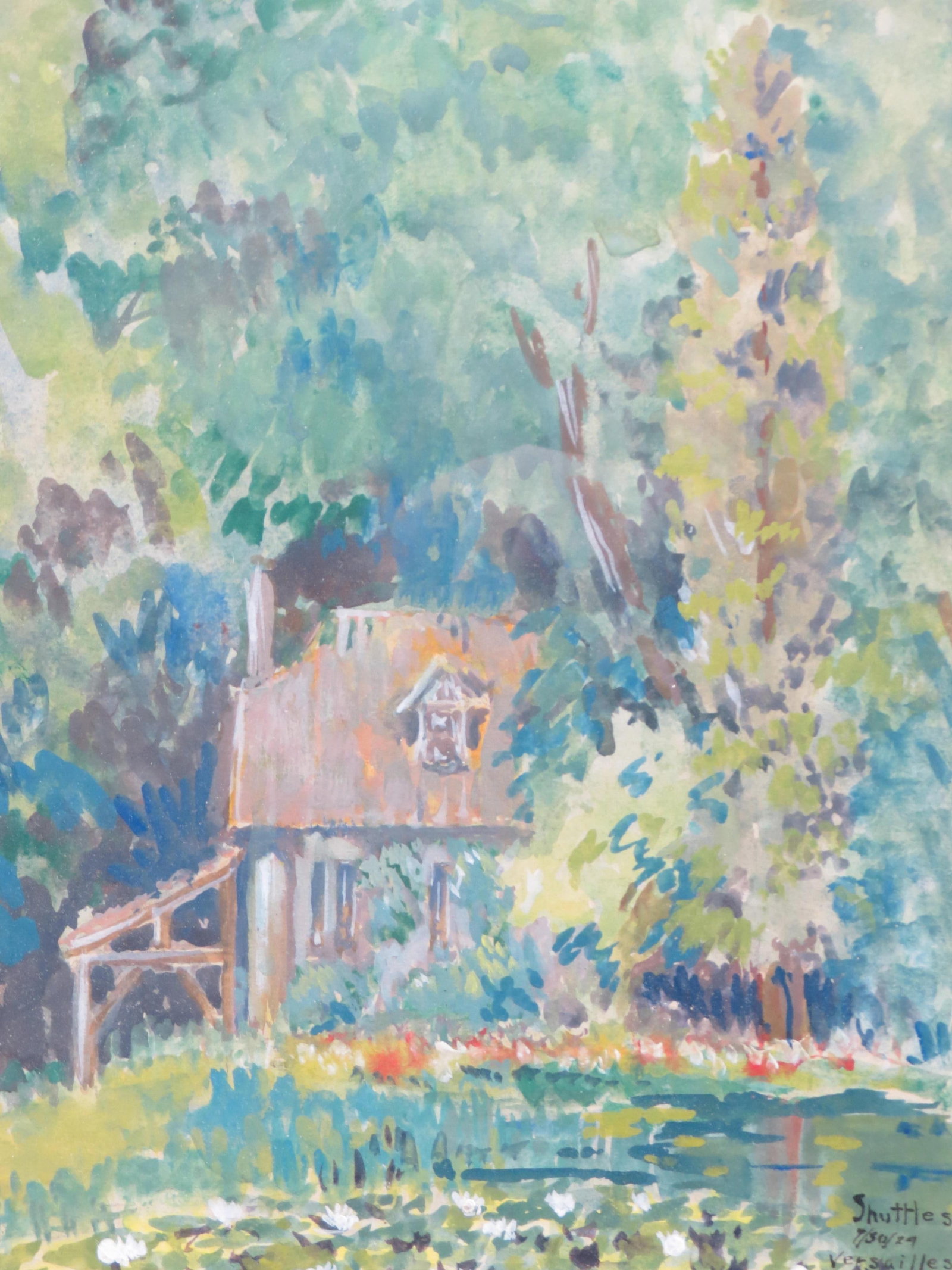 Shuttles, watercolor & gouache, Cabin in Woods, (1 of 3)