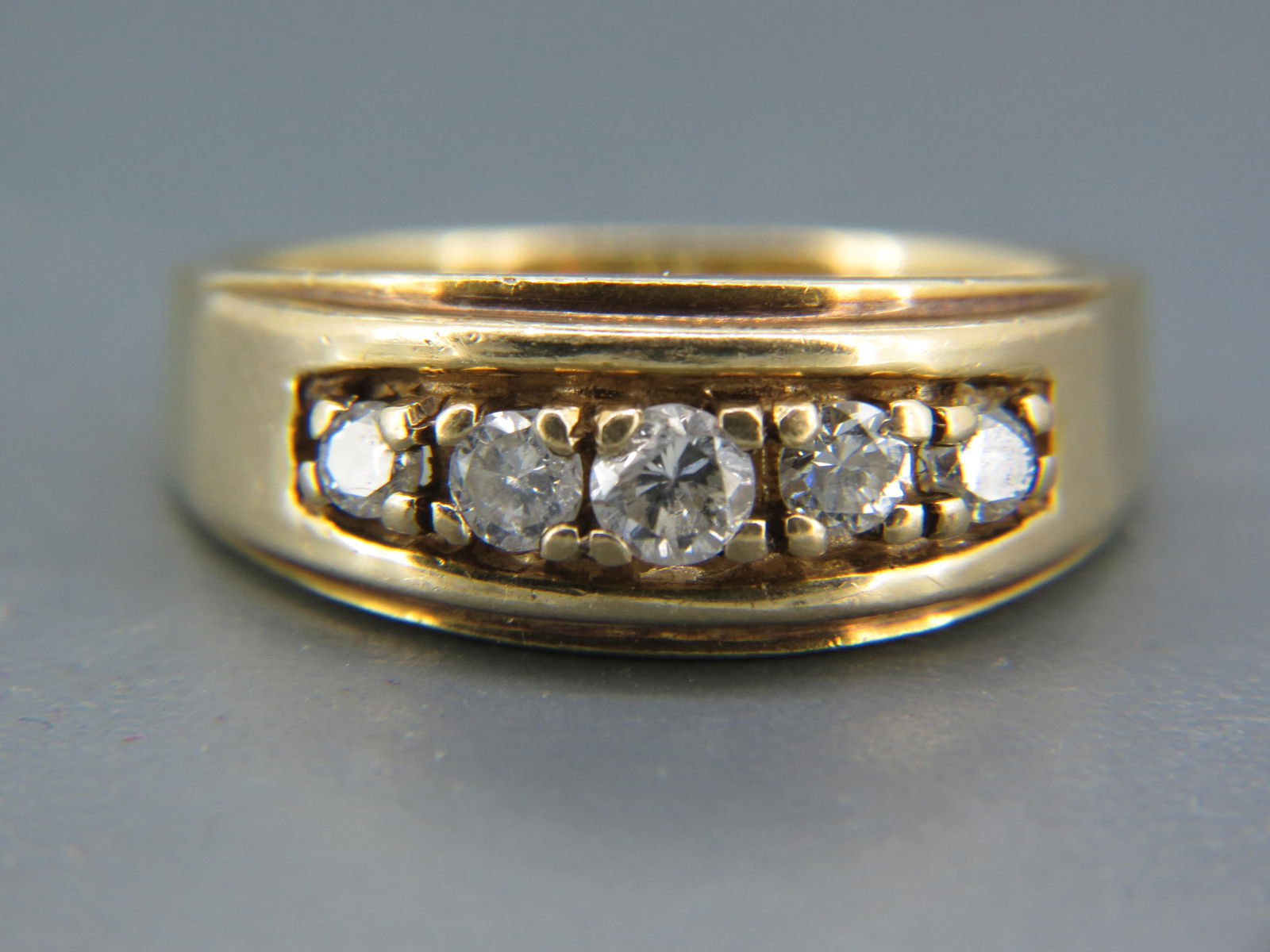 Men's Diamond 14K Gold Ring, band type, (1 of 5)