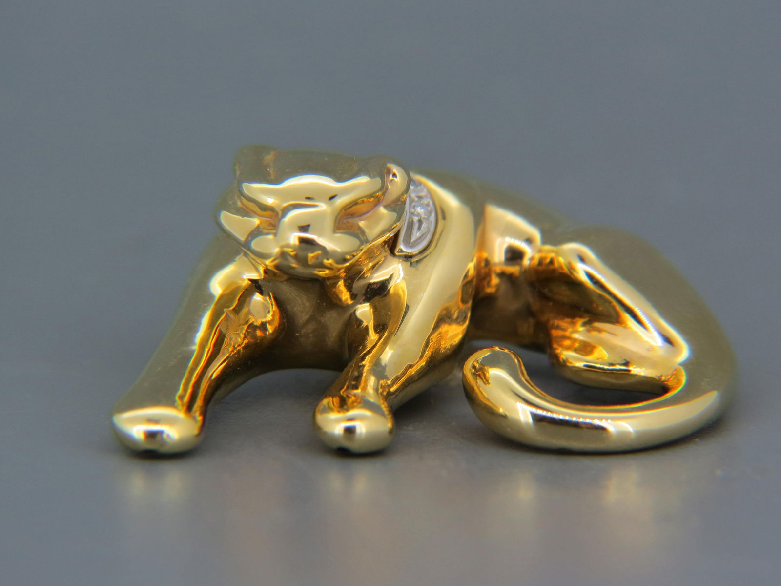 Diamond 14K Gold Figural Panther Pendant, (1 of 4)