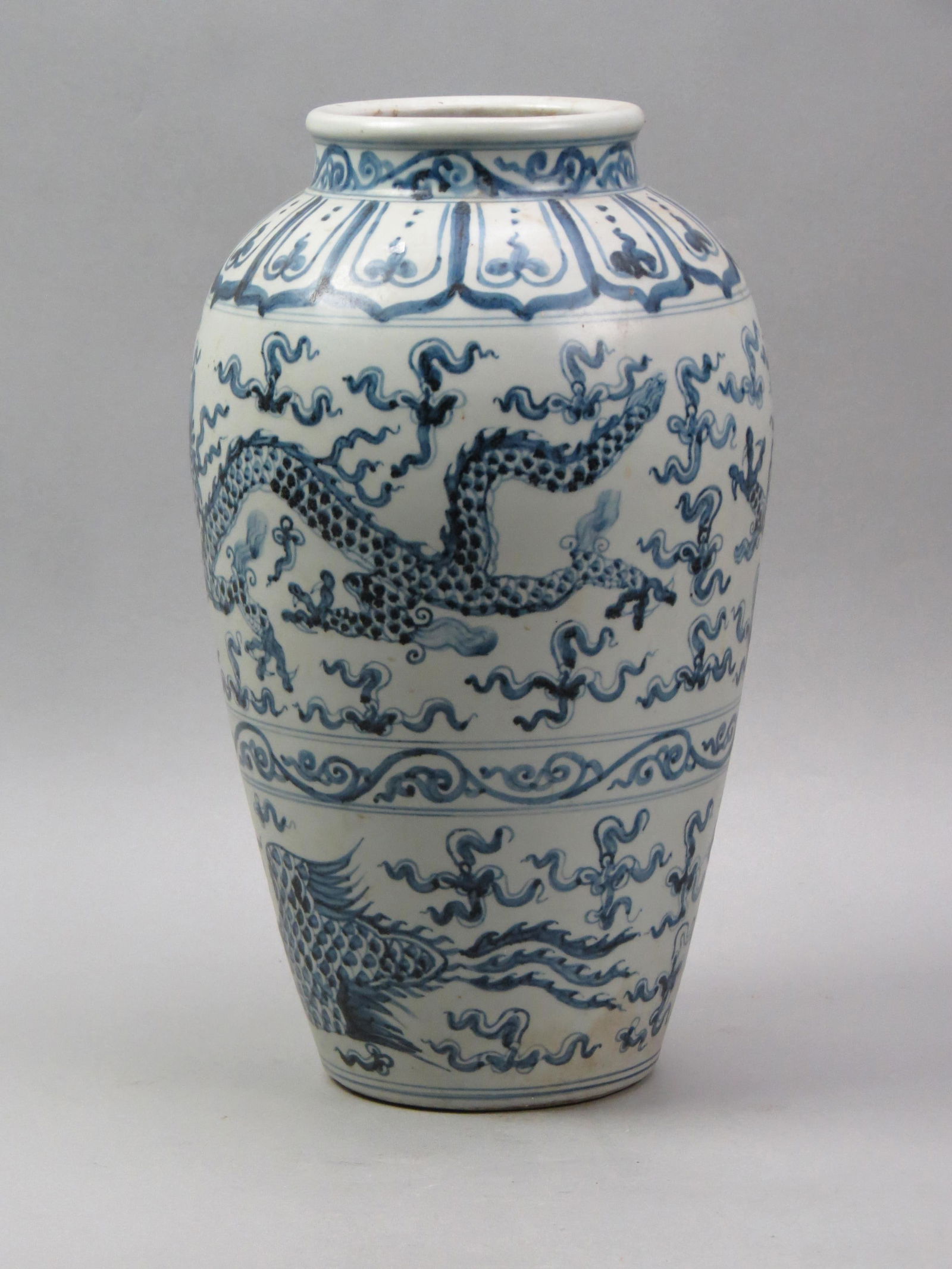 Chinese Blue & White Pottery Large Vase, (1 of 9)