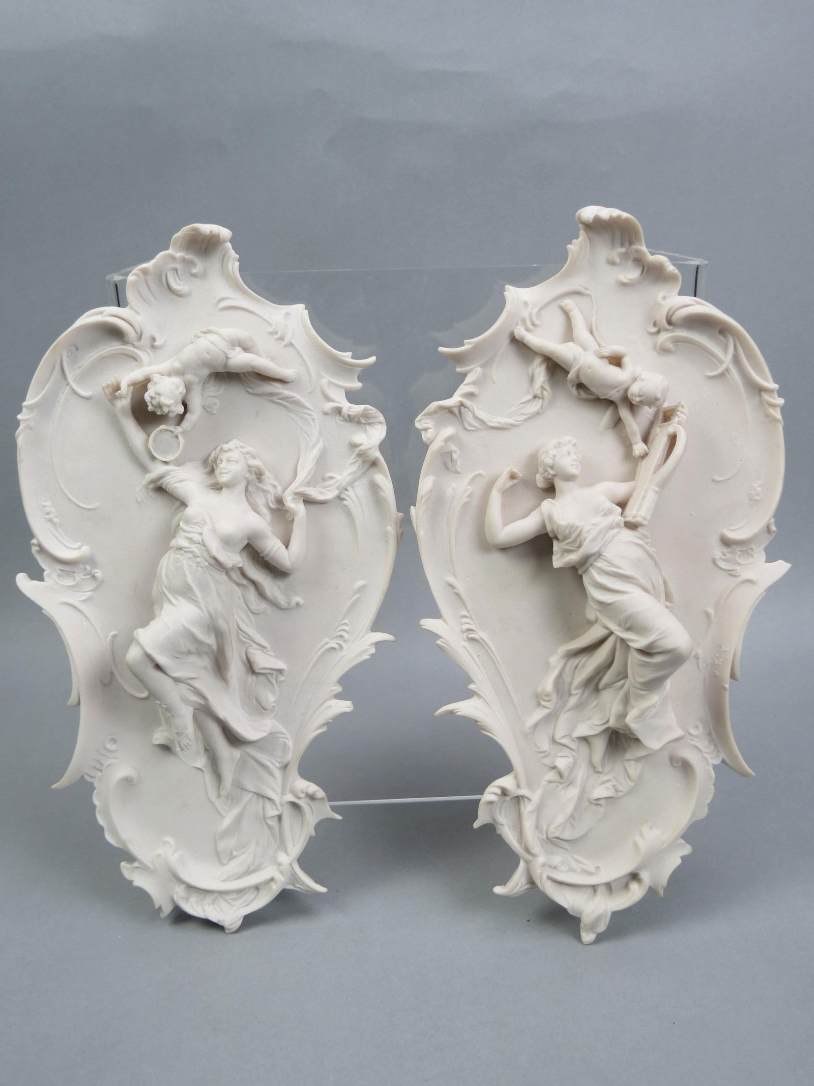 Pair of German Porcelain Art Nouveau Wall Plaques, (1 of 4)