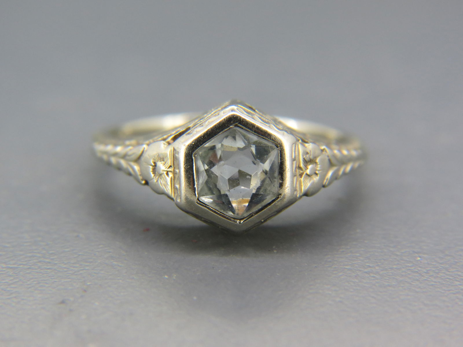 Aquamarine 18K White Gold Ring, Art Deco, (1 of 5)