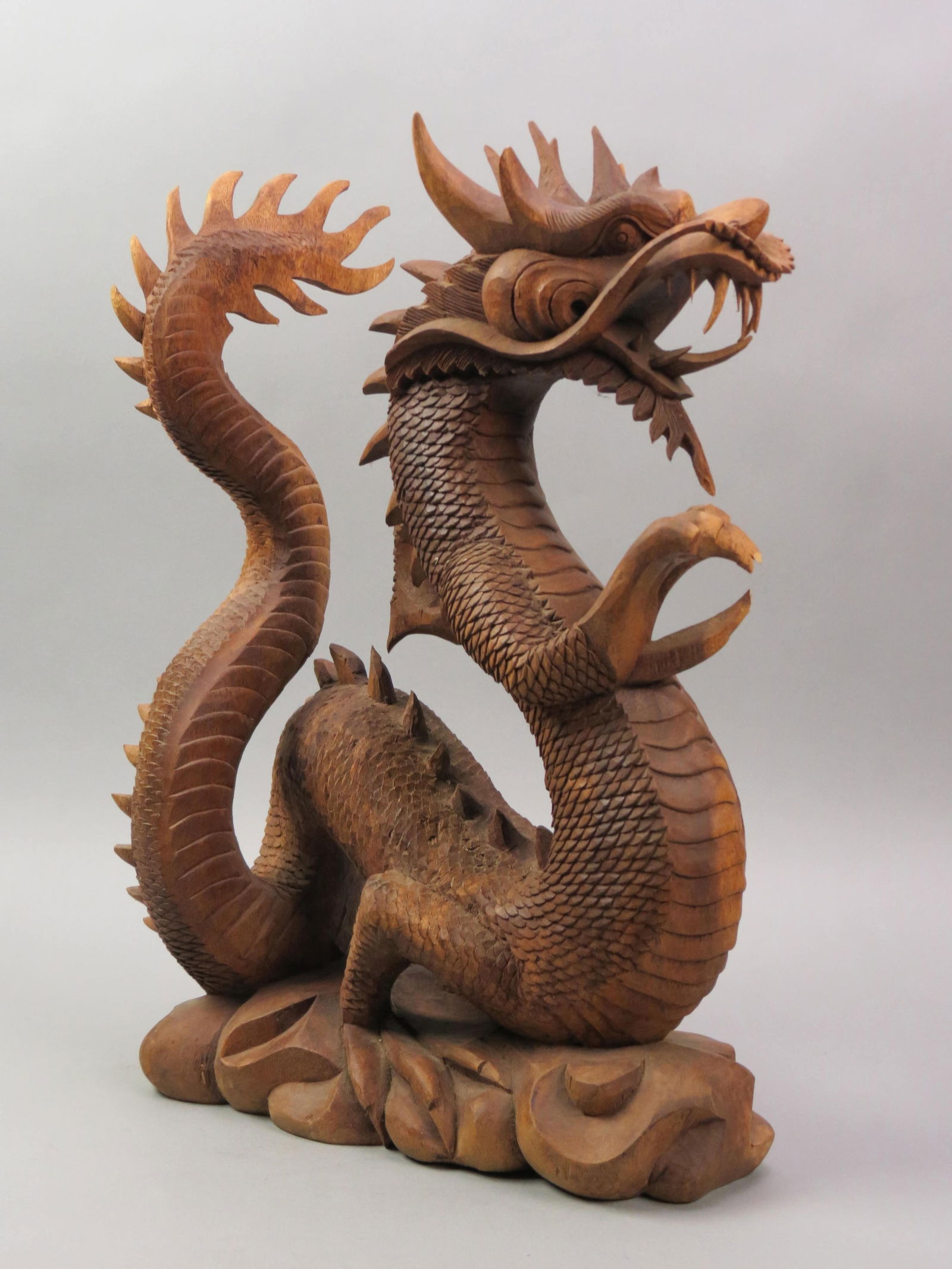 Asian Carved Wooden Statue of a Dragon, (1 of 5)