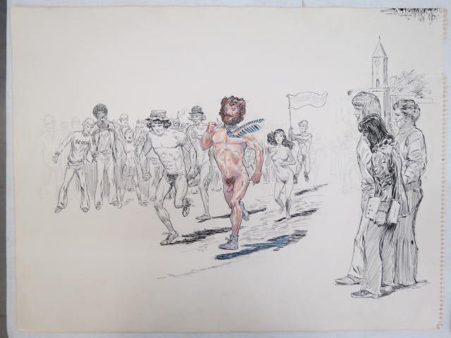 John Lehti, sketch, "Streak for Fun", 1970's, (1 of 1)