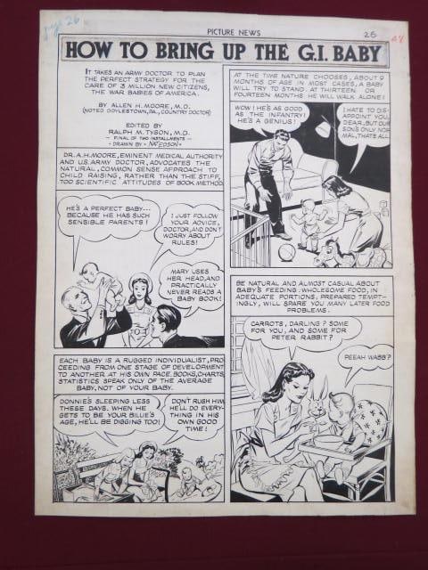 Nat Edson Original Cartton Drawing, How to Bring Up GI Baby (1 of 2)