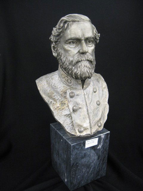 Chilmark Civil War Pewter Bust "Robert E. Lee",: #263 of 500, marble base, by Francis Barnum, 15" tall, excellent.