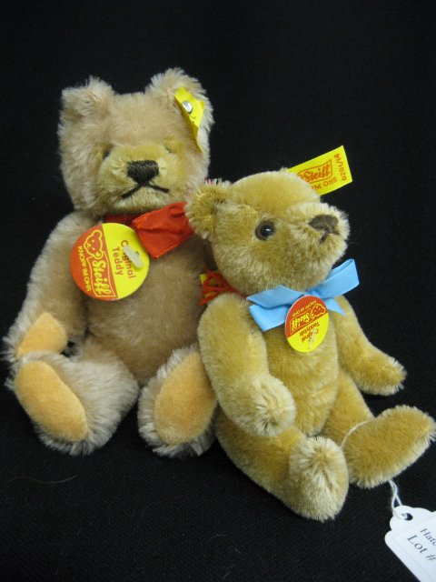2 Steiff Teddy Bears,: light brown mohair, 5" & 7", excellent.