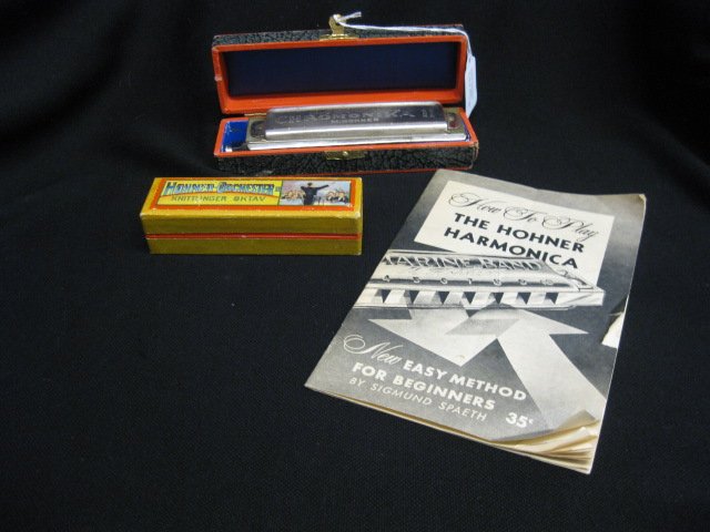2 Hohner Harmonicas,: in boxes, plus a brochure....Hohner Musikinstrumente GmbH & Co. KG is a company specialising in the manufacture of musical instruments. Founded in 1857 by Matthias Hohner (1833–1902),[1] Hohner is i
