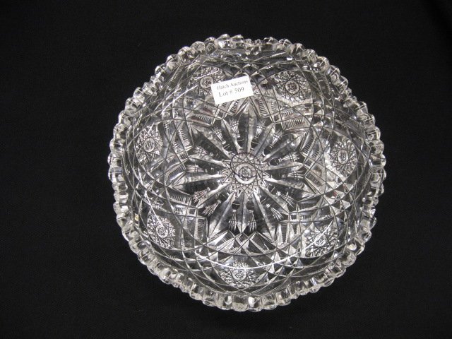 Libbey Cut Glass Dish,: gorgeous overall pattern, 8", brilliant period...K. M. Wilson has summarized the history of the Libbey Glass Company as follows (from an article, New discoveries in American glass, 1760-1930, publishe