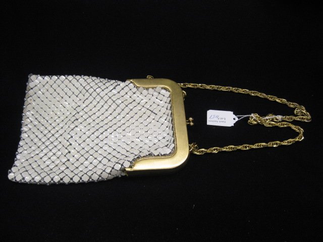 Whiting & Davis Evening Bag,: elongated white and gold, 7" X 9".