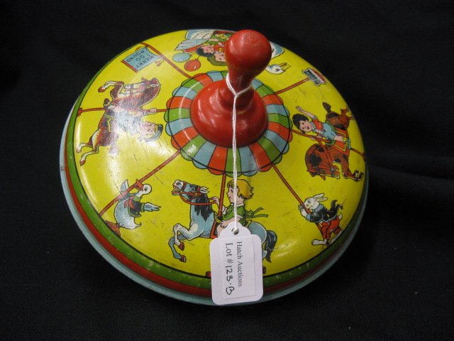 Chein 'Toy Spinning Top,: merry-go-round scenes, 8".