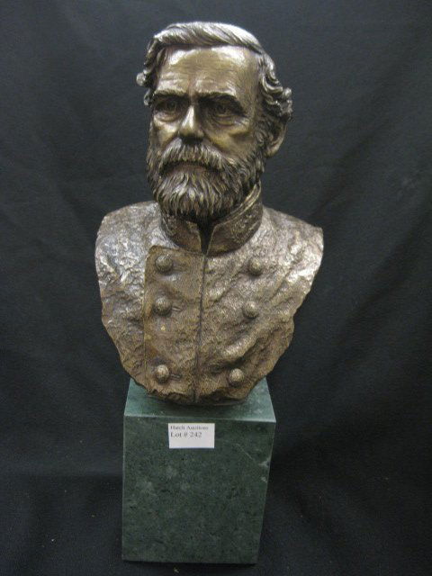 Chilmark Bronze Bust of Robert E. Lee,: marble base, 15" tall.
