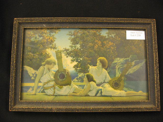 Maxfield Parrish Print, "The Lute Players",: all original, 6" x 10".