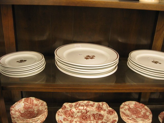 30 pc. "Tea Leaf" Ironstone Dinner Service: for 6, copper luster.