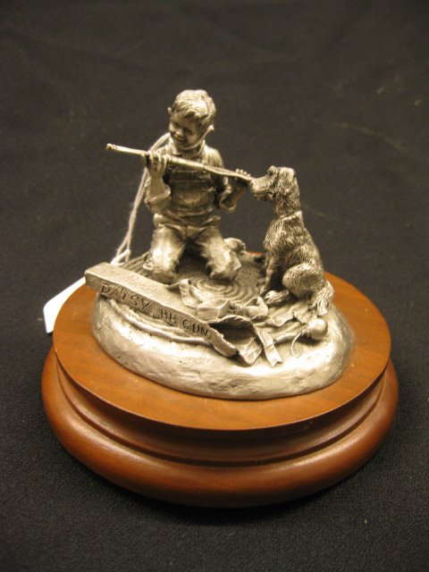 Chilmark Pewter Figurine,: "My Favorite Christmas Present Ever", boy with Red Ryder BB Gun, by Lowell Davis, 4".