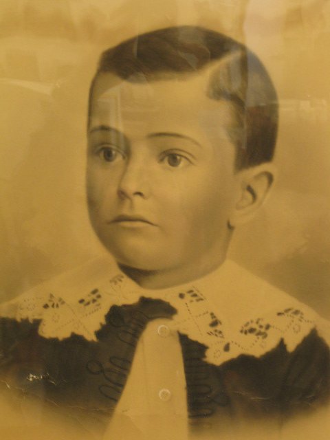 Antique Pastel of Young Boy,: fancy frame, image 15" x 20".