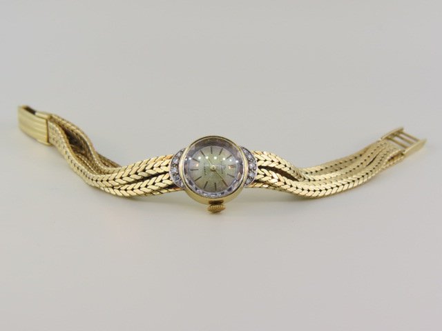 Bucherer 18k Gold Wristwatch,: ladies, 17 jewels, five strand band, 6 1/2", 43.7 grams total.