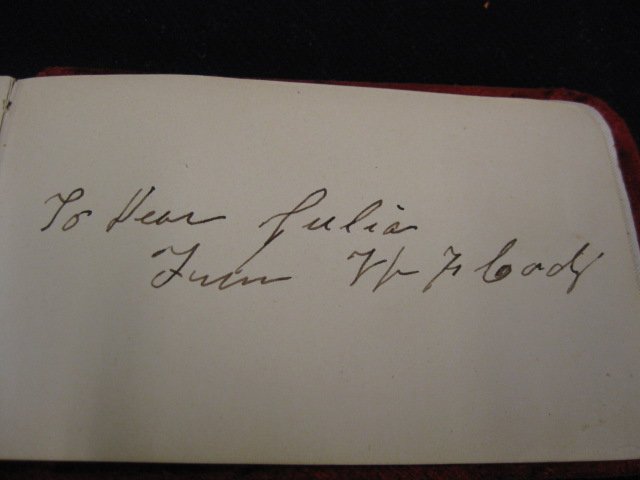 William F. Cody Buffalo Bill Autograph,: 1886, in school girl autograph album full of verses & comments....William Frederick Cody, the man who would take the Wild West to the world, was born on February 26, 1846 in Scott County, Iowa. He was